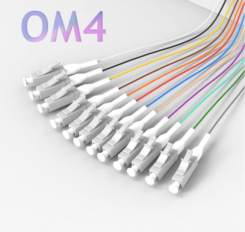 Elfcam ® - 12-Fibre LC/UPC OM4 Multimode 50/125um Colour-Coded Optical Fibre Pigtail Without Cladding - Image 5